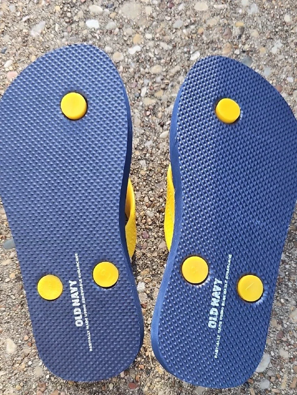 Old Navy Navy Blue Yellow Beach Flip Flops Classic Sandals 10-11 Toddler